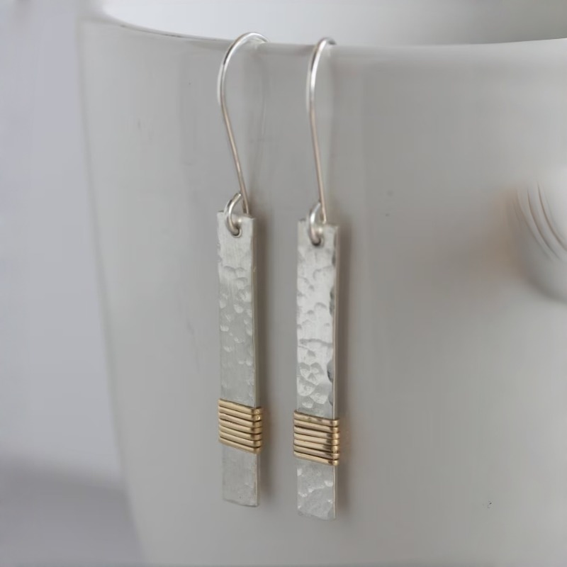 Women's Bohemian Style Two-Tone Hanging Earrings, Elegant